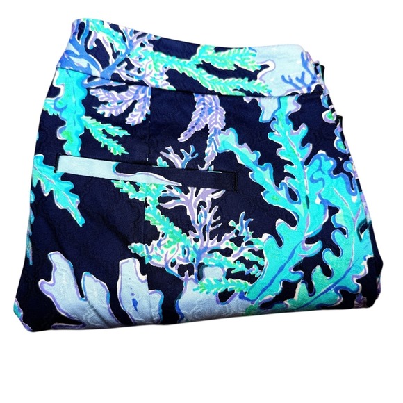 Lilly Pulitzer Pants - Lilly Pulitzer Kelly Ankle Pants Blue Green Coral Reef Print Stretch Womens 6